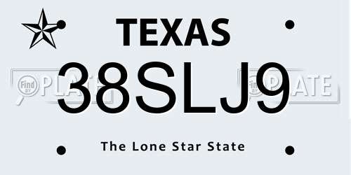38SLJ9 Texas License Plate