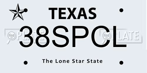 38SPCL Texas License Plate
