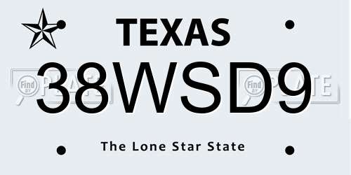 38WSD9 Texas License Plate