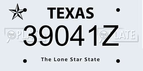 39041Z Texas License Plate