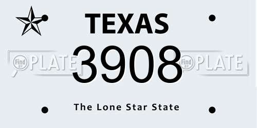3908 Texas License Plate