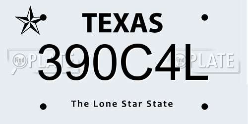 390C4L Texas License Plate