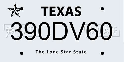 390DV60 Texas License Plate