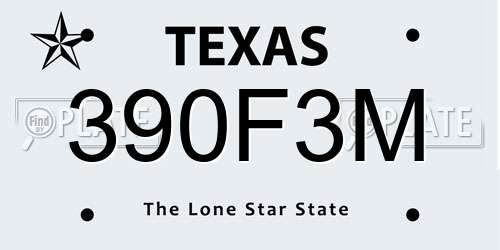 390F3M Texas License Plate
