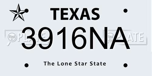 3916NA Texas License Plate