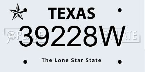 39228W Texas License Plate