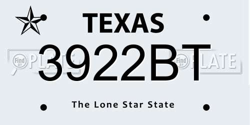 3922BT Texas License Plate