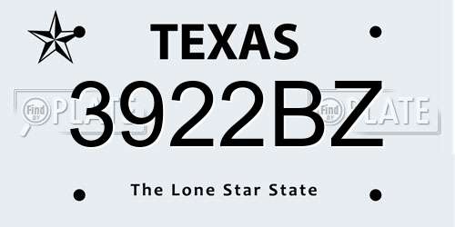 3922BZ Texas License Plate
