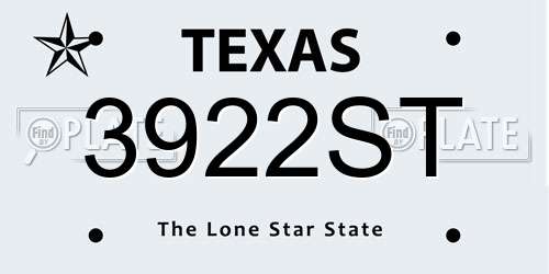 3922ST Texas License Plate
