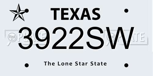 3922SW Texas License Plate