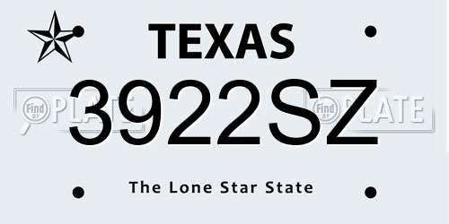 3922SZ Texas License Plate