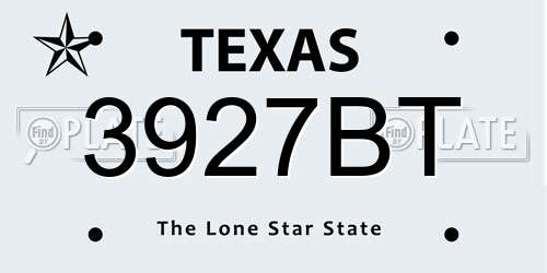3927BT Texas License Plate