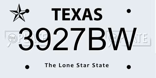 3927BW Texas License Plate