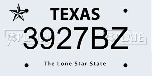 3927BZ Texas License Plate