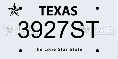 3927ST Texas License Plate