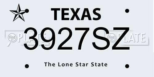 3927SZ Texas License Plate