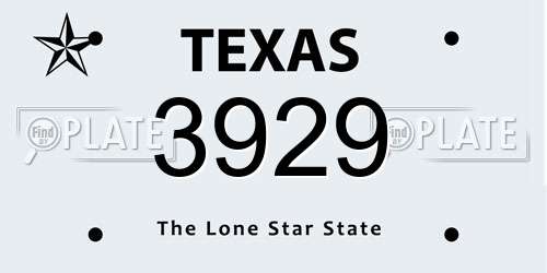 3929 Texas License Plate
