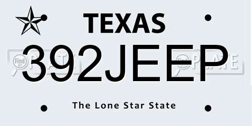 392JEEP Texas License Plate