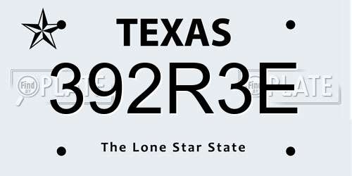 392R3E Texas License Plate