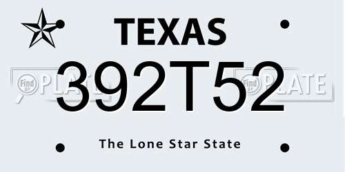 392T52 Texas License Plate