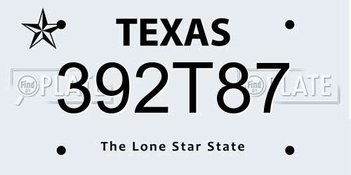 392T87 Texas License Plate