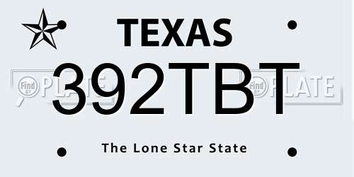 392TBT Texas License Plate