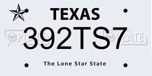 392TS7 Texas License Plate