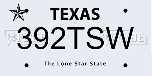 392TSW Texas License Plate