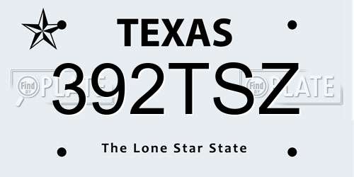 392TSZ Texas License Plate
