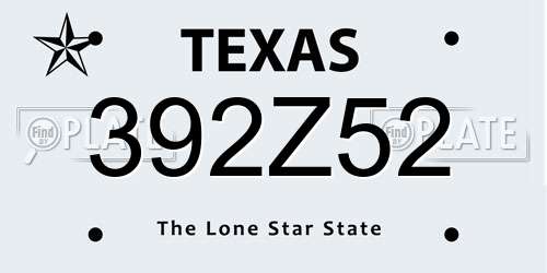 392Z52 Texas License Plate
