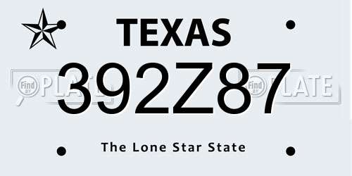 392Z87 Texas License Plate