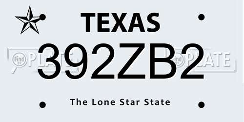 392ZB2 Texas License Plate