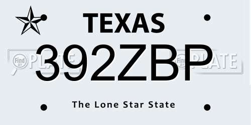 392ZBP Texas License Plate