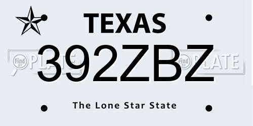 392ZBZ Texas License Plate