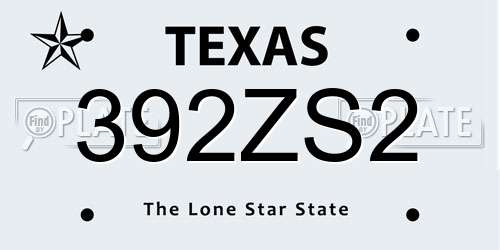 392ZS2 Texas License Plate
