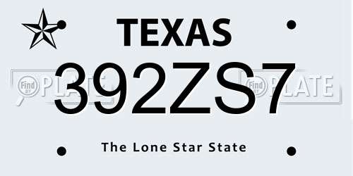 392ZS7 Texas License Plate