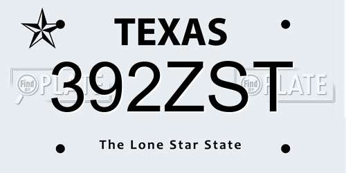 392ZST Texas License Plate