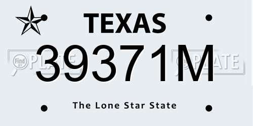 39371M Texas License Plate