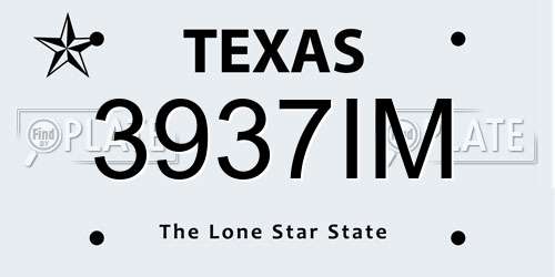 3937IM Texas License Plate