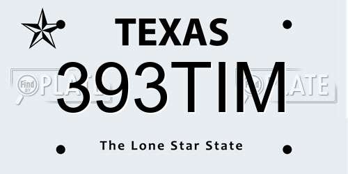 393TIM Texas License Plate