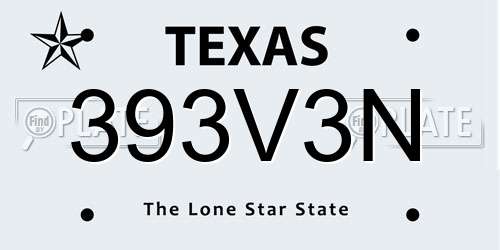 393V3N Texas License Plate