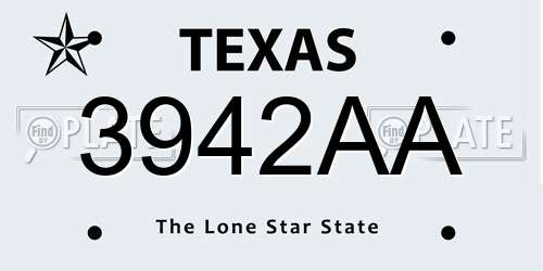 3942AA Texas License Plate