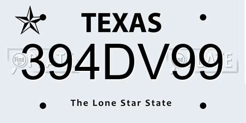 394DV99 Texas License Plate