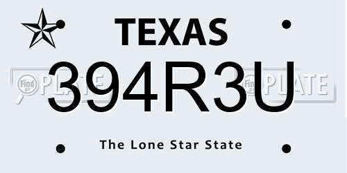 394R3U Texas License Plate