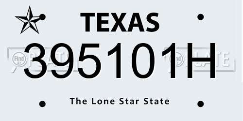395101H Texas License Plate
