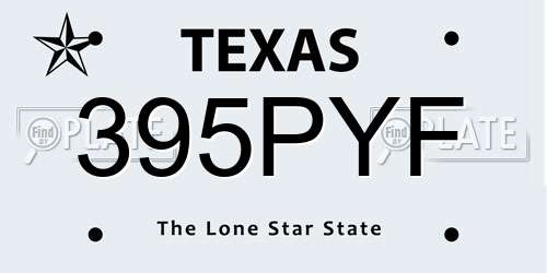 395PYF Texas License Plate