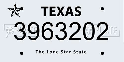 3963202 Texas License Plate