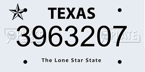 3963207 Texas License Plate
