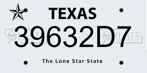 39632D7 Texas License Plate