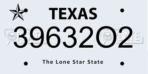 39632O2 Texas License Plate